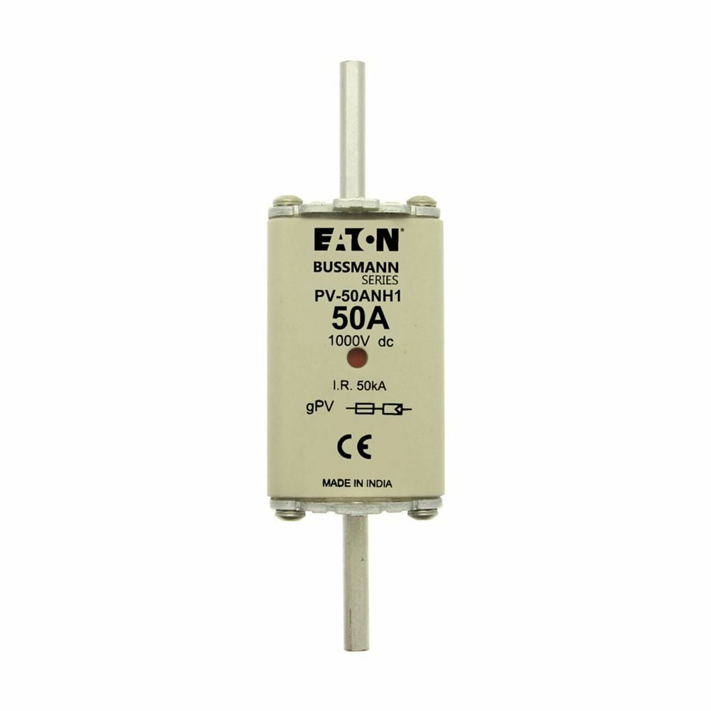 Fuse-link, high speed, 50 A, DC 1000 V, NH1, gPV, UL PV, UL, IEC, dual indicator, live gripping lugs