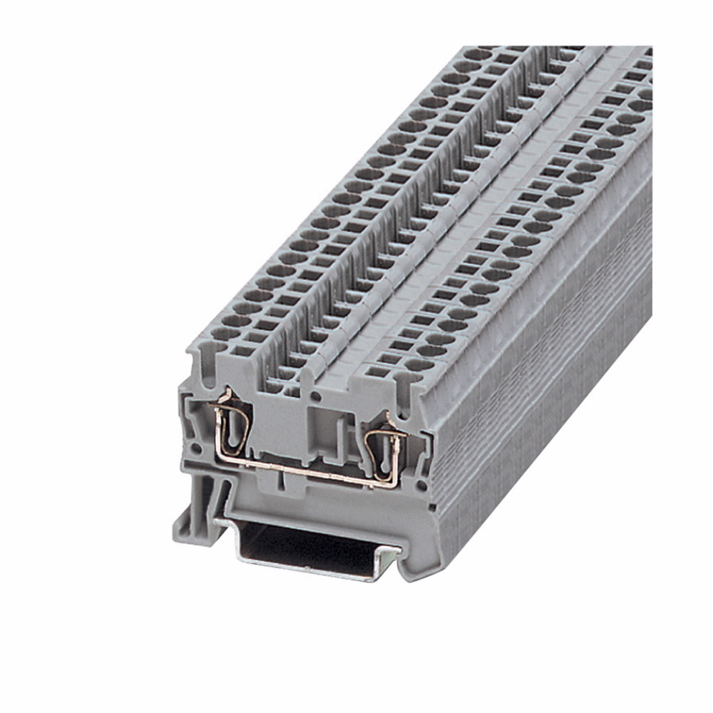 Eaton XB IEC terminal block, Spring Cage Connection Single Level-Through-Feed, IEC #28-12 AWG, EN #24-12, UL #26-12 AWG, Gray