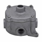 Eaton Crouse-Hinds series Condulet CPS conduit outlet box with hub cover, 3/4" cover size, Feraloy iron alloy, 1/2" and 3/4" trade size