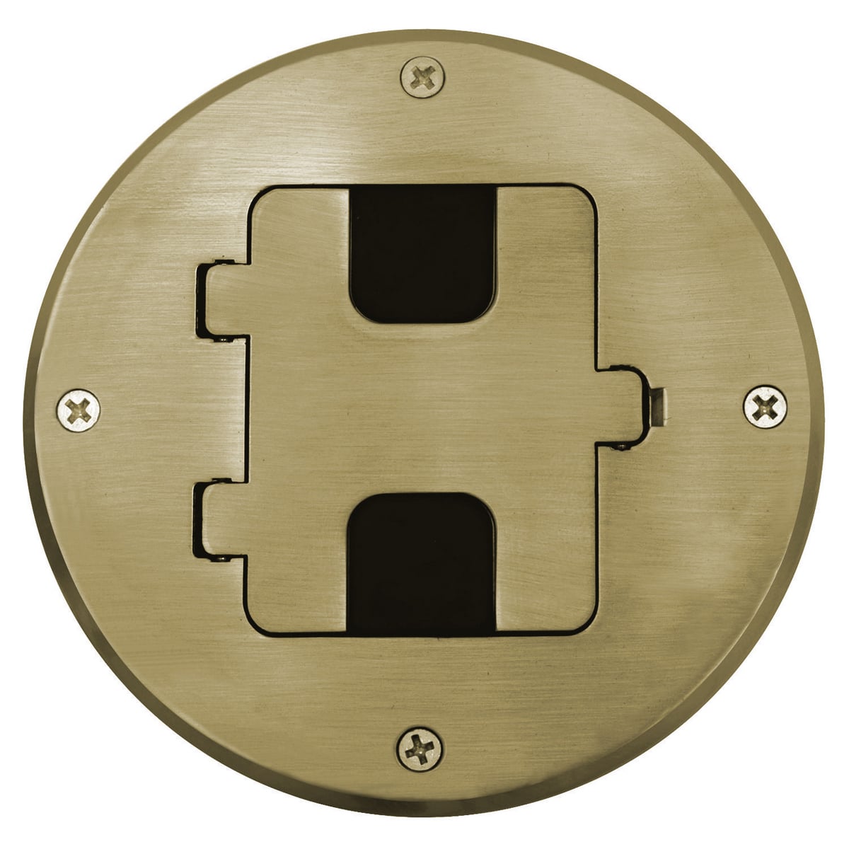 TradeSelect, Floor Box with Tile Flange and Door, Brass