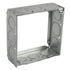 Square Box Extension Ring, 21 Cubic Inches, 4 Inches Square x 1-1/2 Inch, 1/2 Inch and 3/4 Inch Knockouts, Galvanized Steel, Welded Construction