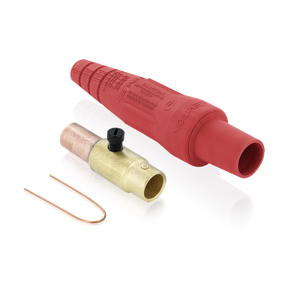 Female Plug, Contact & Insulator, Cam-Type, Detachable, Crimped, 3/0 - 4/0 AWG, 400 Amp Max, 16 Series Taper Nose, Type 3R "While-in-Use"-Red