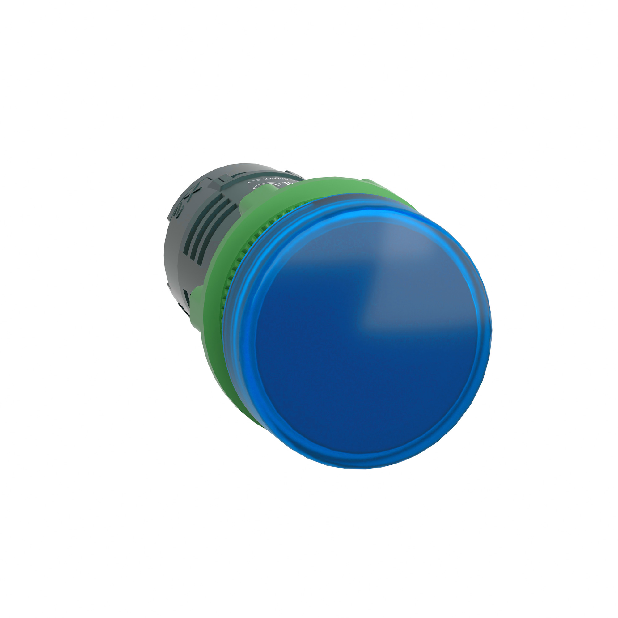 Pilot light, Harmony XB5, plastic, blue, 22mm, universal LED, plain lens, screw clamp terminals, 110120V AC