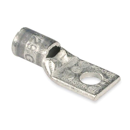 Copper One-Hole Lug, Standard  Barrel, Peep Hole, Max 35kV, Wire Size #4 AWG, 1/2 Inch Bolt Size, Tin Plated, Die Color Code Gray, Die Code 29
