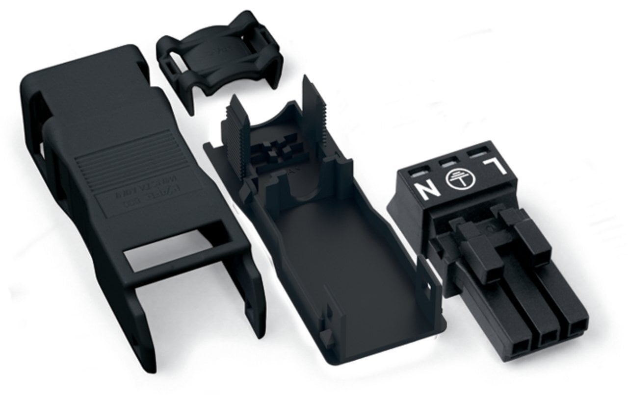 Socket; with strain relief housing; 3-pole; Cod. A; 1,50 mm; black