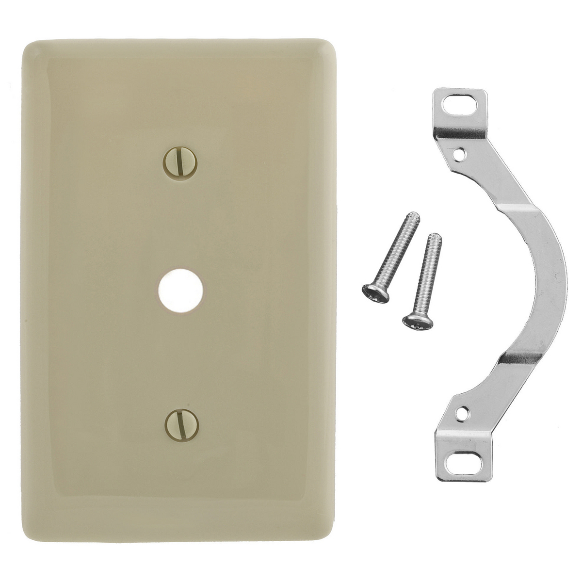 Wallplates and Box Covers, Wallplate, Nylon, 1-Gang, .406" Opening, Strap Mount, Light Almond