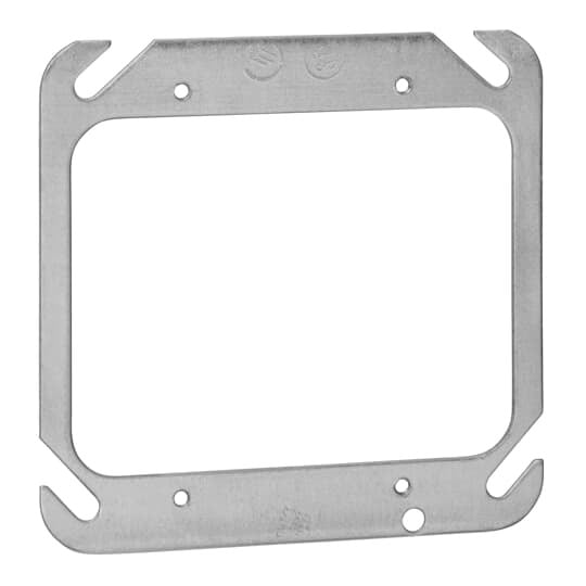 Two Gang Square Device Cover, 4 Inch Square, Pre-Galvanized Steel, Flat
