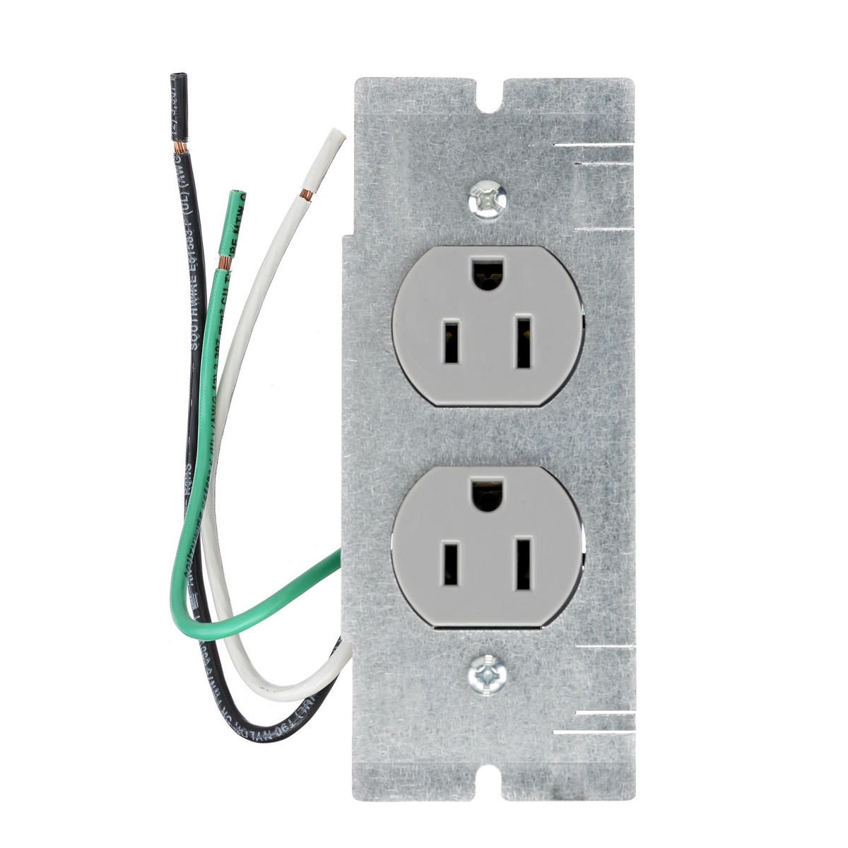 Concrete, Access, Wood Concrete, Access, Wood Floorboxes, Recessed, 2, 4, & 6-Gang Series, Pre-Wired Device Plate, CR15GRY with 18" Stranded Wire
