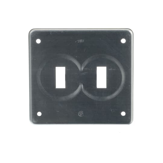 Two Gang FS Cover, Length 4-5/8 Inches, Width 4-5/16 Inches, Aluminum, 2 Toggle Switches, Box Mount