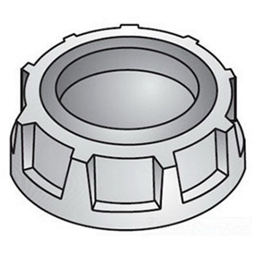 OZ-Gedney Type 3 Non-Grounding Capped Conduit Bushing, Size: 1-1/4 IN, Malleable Iron, Finish: Zinc Plated, 2 IN Outside Diameter, 5/8 IN Width, Third Party Certification: UL File Number E-11853, CSA 009795, Applicable Third Party Standards: UL 514B, CSA C22.2 No.18, Federal Specification W-F-408E, NEMA : FB-1, For Rigid Conduit And IMC