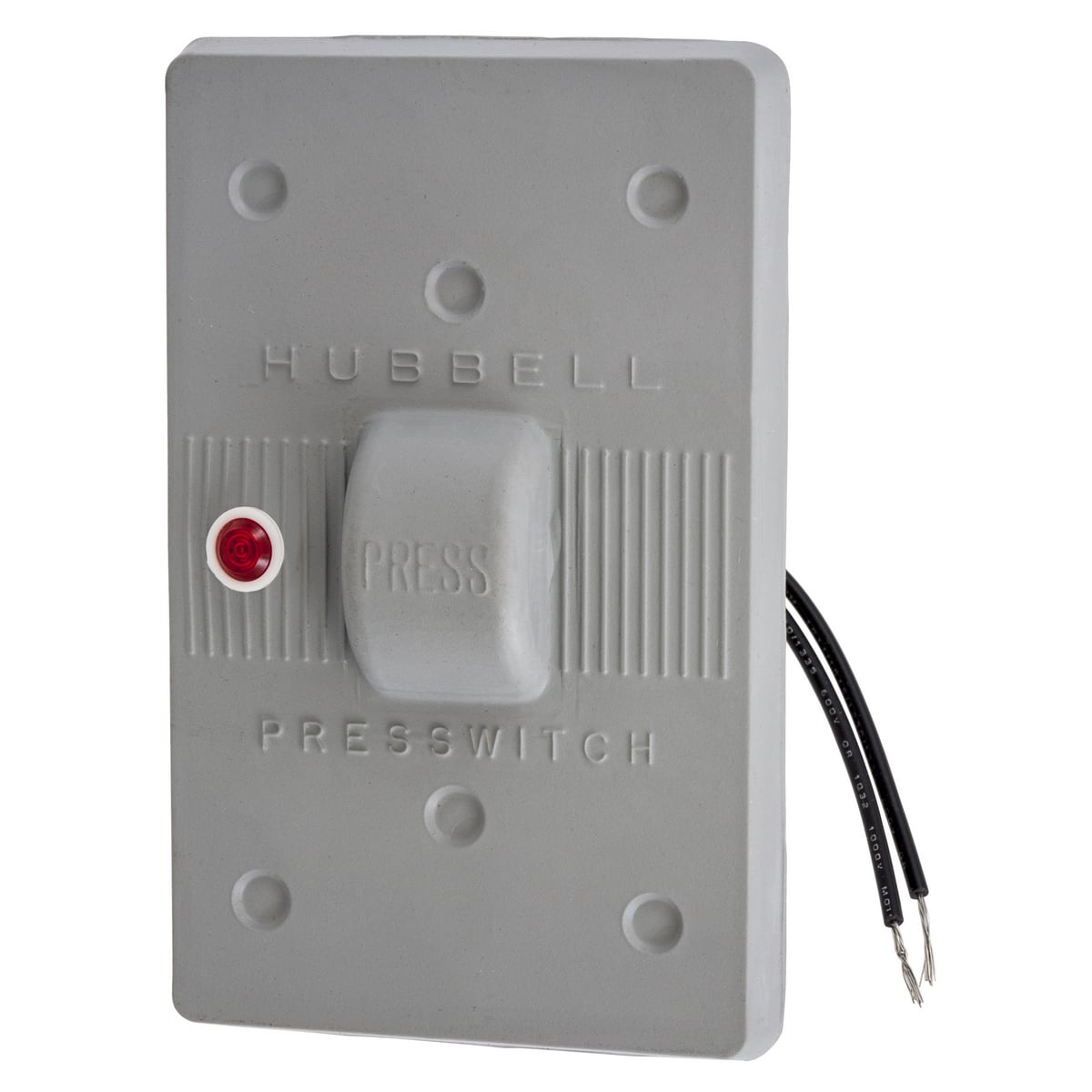 Switches and Lighting Controls, Industrial Grade, Accessories, Weatherproof Cover, 1-Gang FS Mount, 15A and 20A PresSwitches, 120/277V AC, Wire Leads, Gray