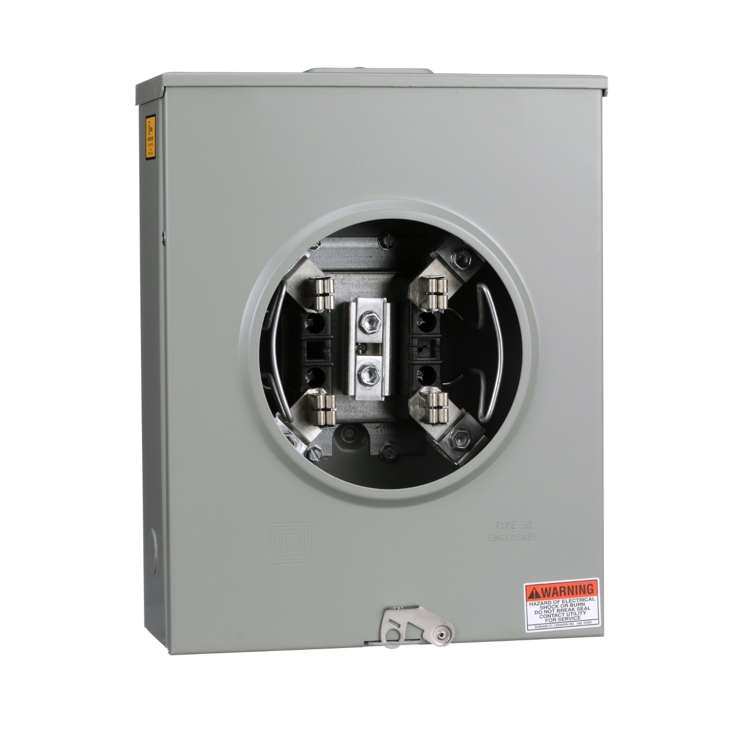 1004710E Single Position Meter Socket, 200 Amp, 1 Phase, Ringless, No Bypass, 4 Jaw with no release, OH, UG, 600V, 3 Wire, Series A
