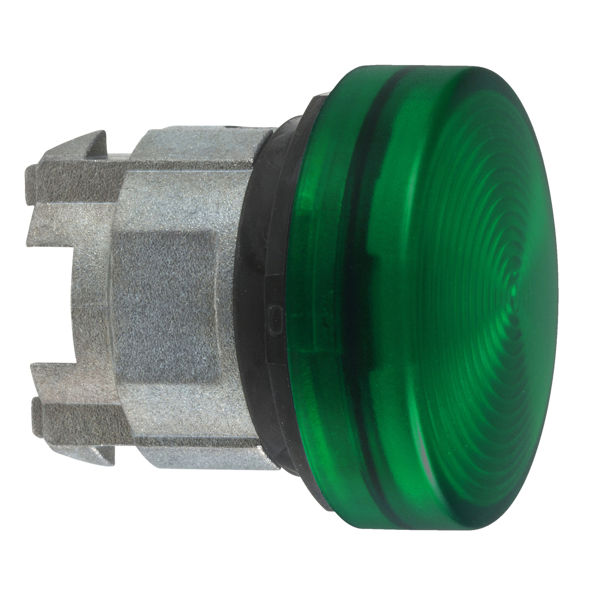 Head for pilot light, Harmony XB4, green 22 mm with grooved lens BA9s bulb