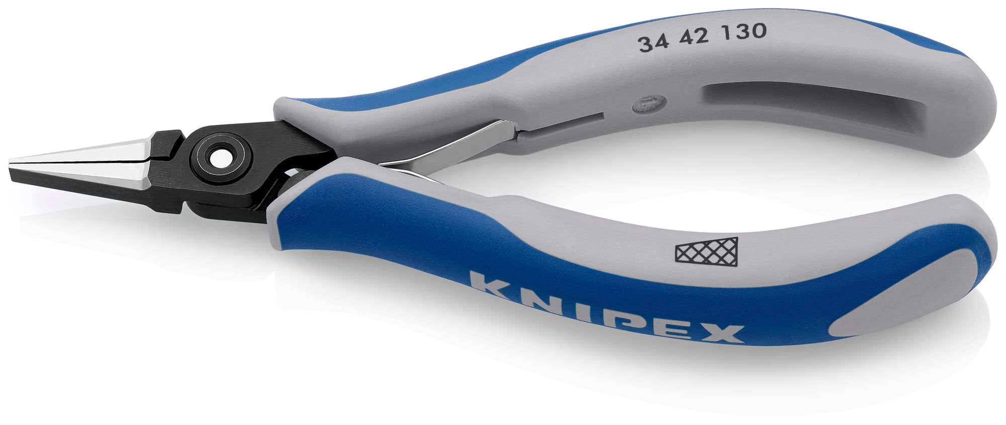 Electronics Gripping Pliers, 5 1/4 in., Multi-Component, Polished, Flat Jaws