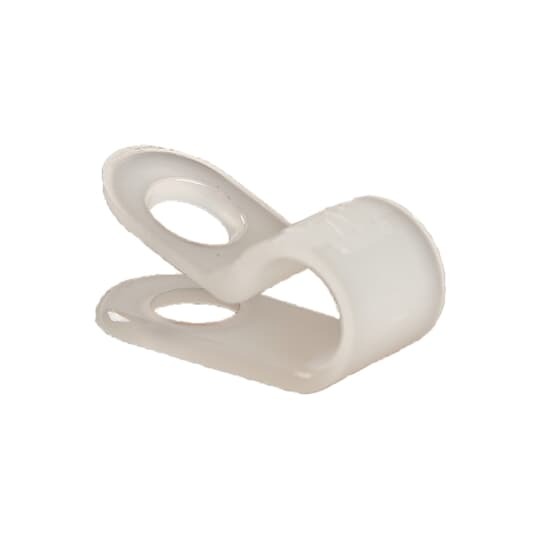 Non-metallic Nylon Clamp, 1/2 Inch,   Screw Hole Size .203 for #10 Screw.  Temperature Range -40 Degrees F to 176 Degrees F.    100 per Box