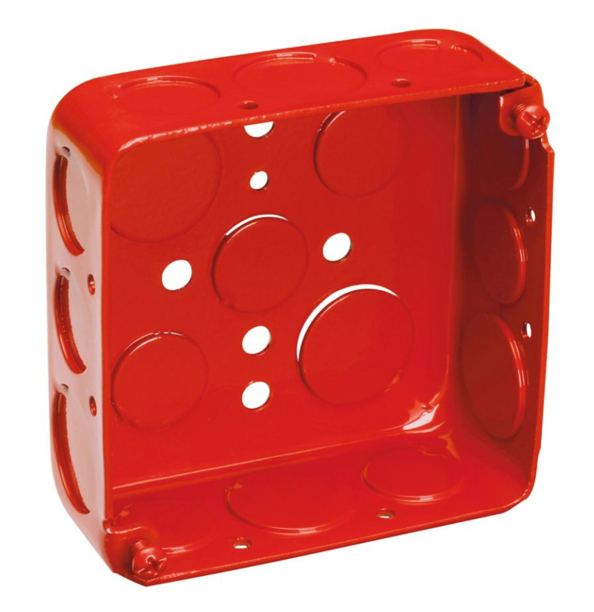 TP414RED TP Drawn Outlet Box, Steel, 21 cu-in Capacity, (17) Knockouts, 4 in H x 4 in W x 1-1/2 in D