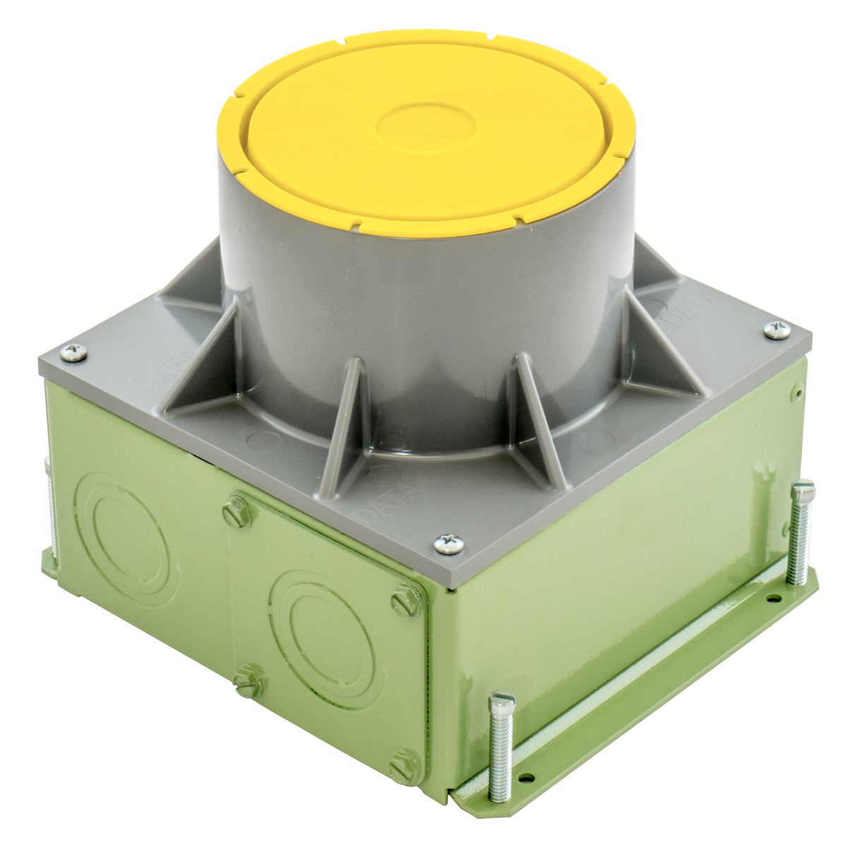 Concrete Floorboxes, Recessed, Galvanized Stamped Steel Box, 4" CFBS1R4 Series, 5.00" Minimum Depth of Pour, Corrosion Resistant Paint