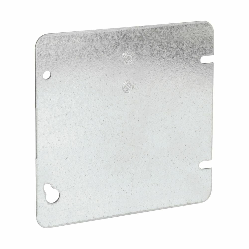 Eaton Crouse-Hinds series Square Cover, 4-11/16", Natural, Blank, Steel, Flat blank