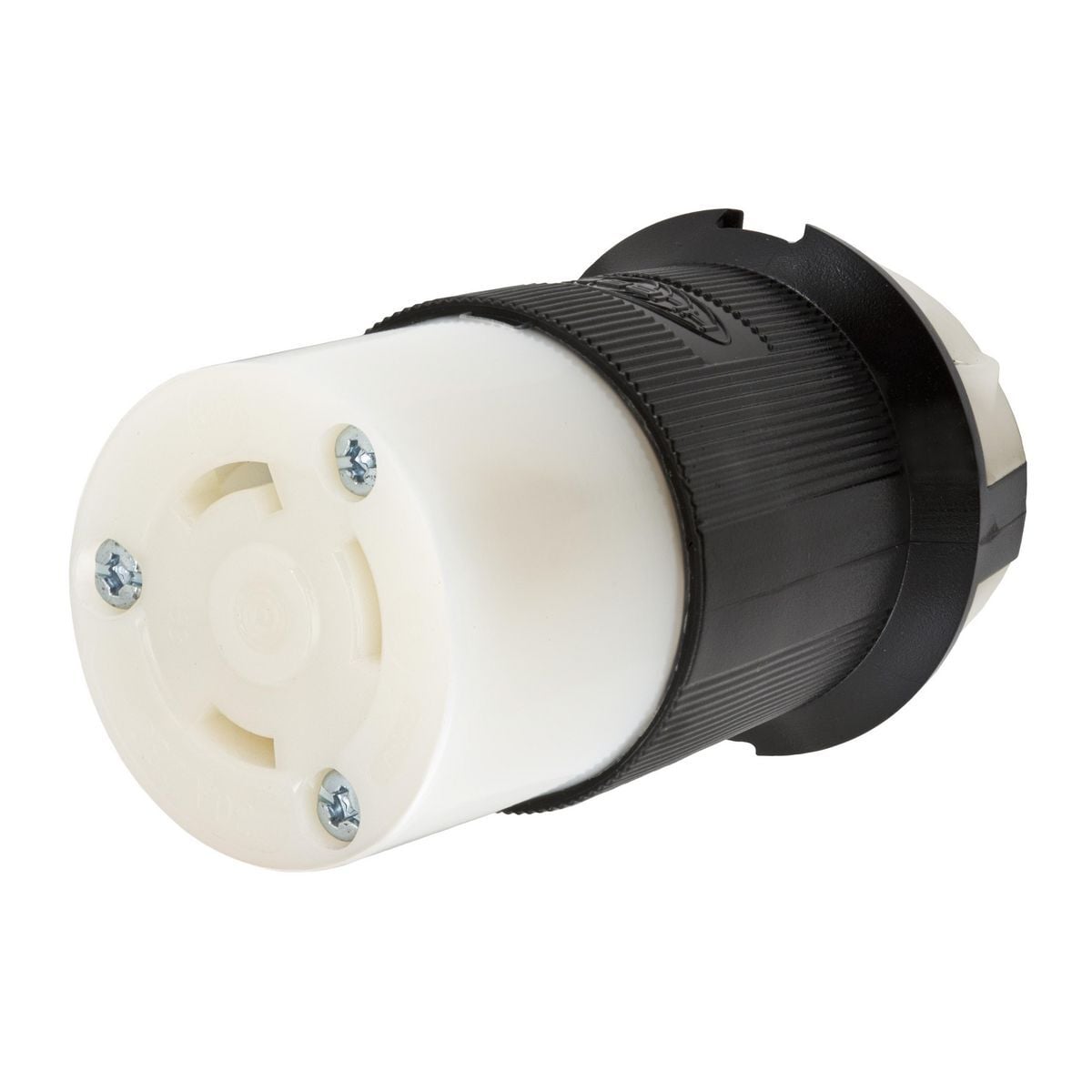 Locking Devices, EdgeConnect Twist-Lock, Industrial, Female Connector Body, 30A 250V, 2-Pole 3-Wire Grounding, L6-30R, Screwless Terminal, Black and White