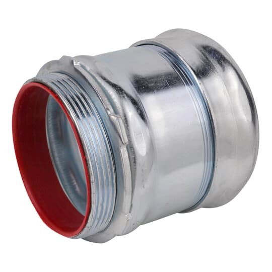 Compression Connector, Insulated and Concrete Tight, Conduit Size 3-1/2 Inches, Material Zinc Plated Steel, For use with EMT Conduit