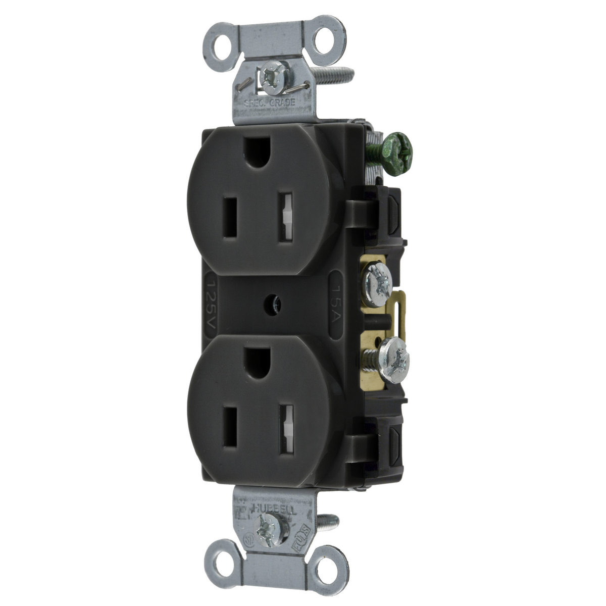 Straight Blade Tamper-Resistant Duplex Receptacle, Commercial Grade, 2-Pole 3-Wire Grounding, 15A 125V, 5 -15R
