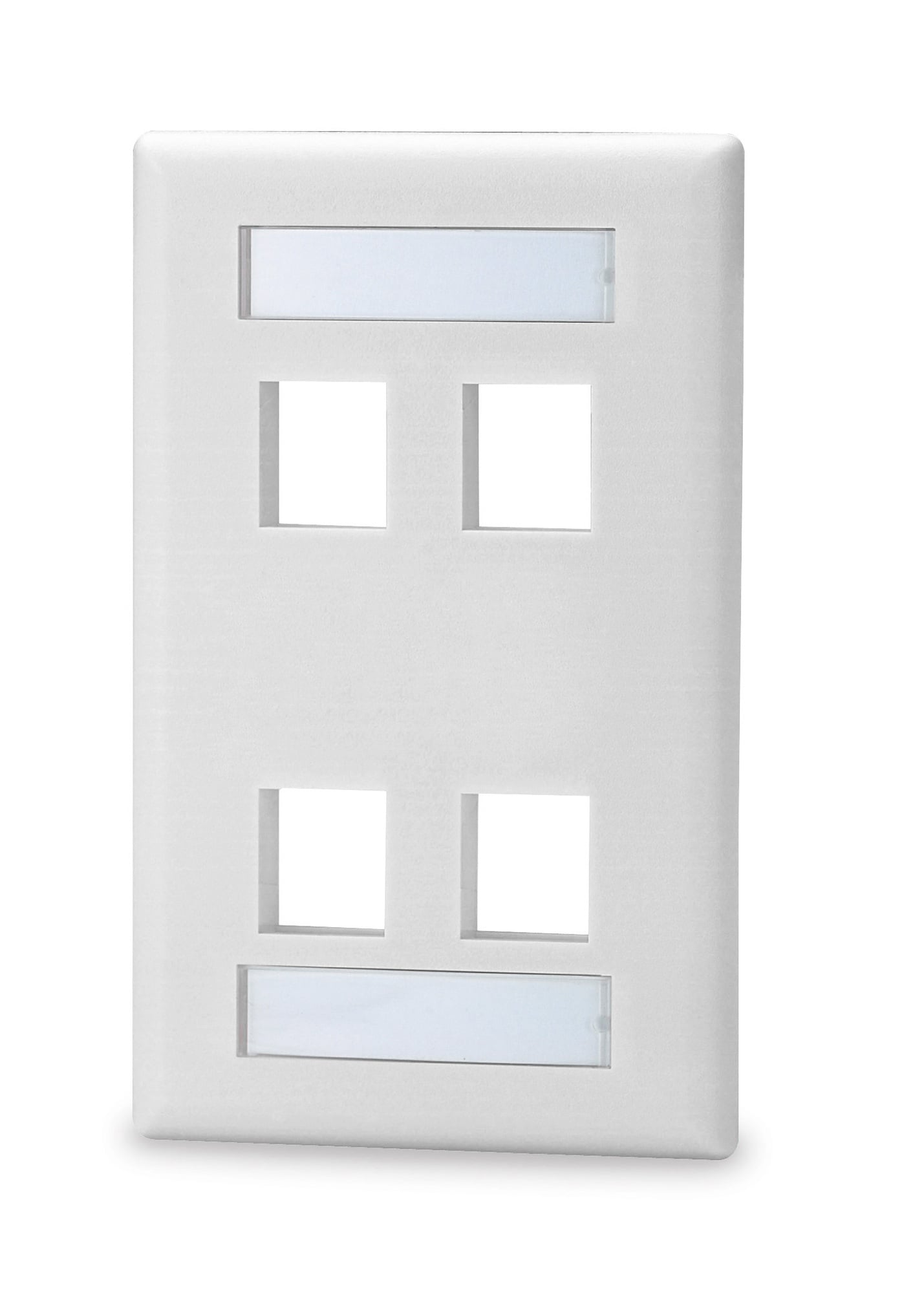 4-Port Single Gang Keystone Faceplate w/ Labeling, White