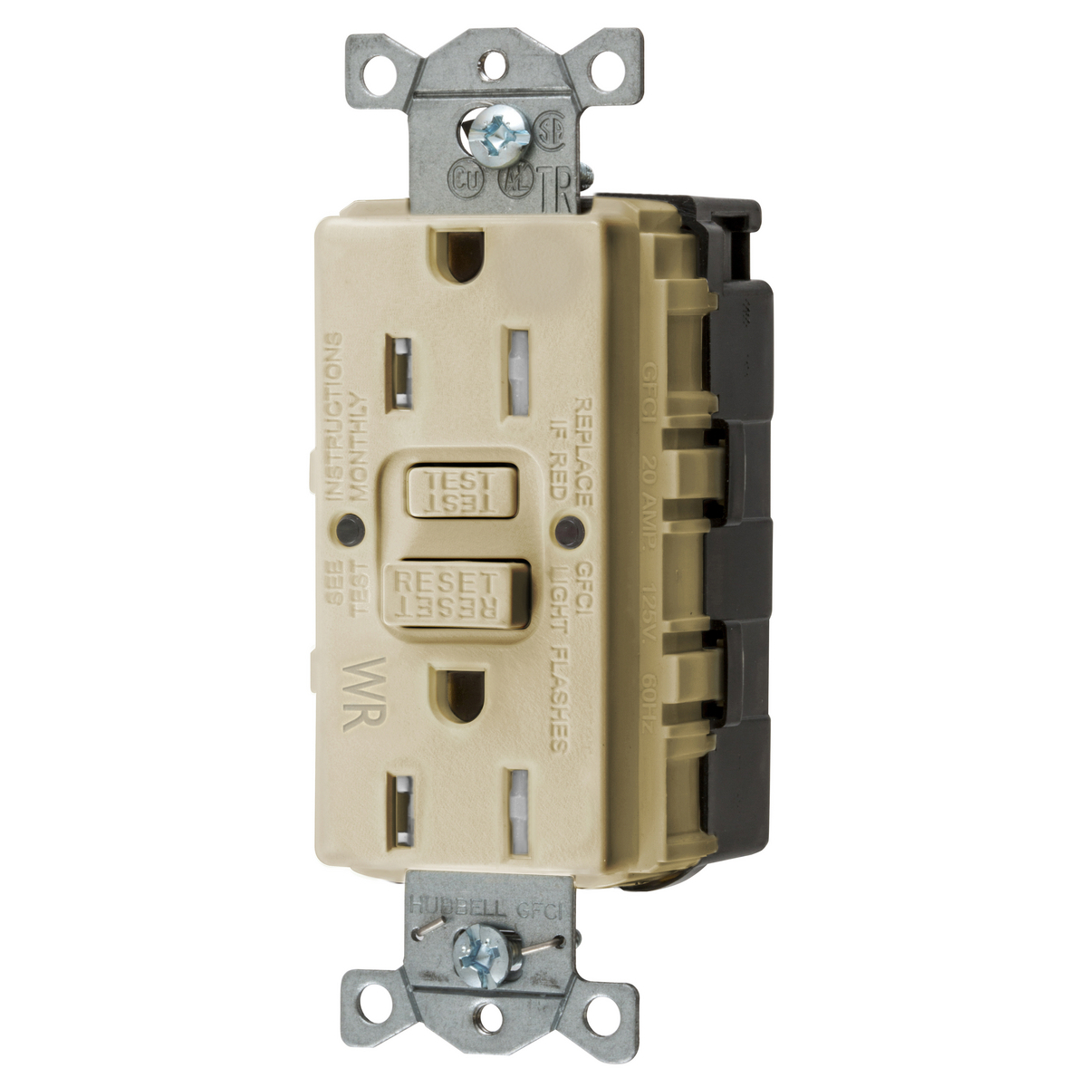 Straght Blade Devices, SNAP-Connect, Weather and Tamper-Resistant, AUTOGUARD, Self Test, GFCI Receptacle, 15A 125V, 2-Pole 3-Wire Grounding, 5-15R, Ivory