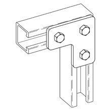 Eaton B-Line series connector plate, 3.5" H x 3.5" L x 1.62" W, Steel, Three hole flat corner plate