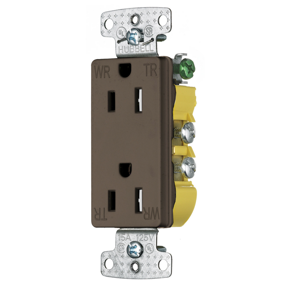 TradeSelect, TradeSelect, Straight Blade, Decorator Duplex Receptacle, Weather and Tamper Resistant, 15A 125V, 2- Pole 3-WireGrounding, 5-15R, Brown