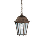 With its timeless colonial profile, the Madison is the perfect line of outdoor fixtures for those looking to embellish classic sophistication. Because it is made from cast aluminum and comes in an extensive amount of different finishes, this Madison 1-light hanging lantern can go with any homedacor while being able to withstand the elements. It features a Tannery Bronze finish with clear beveled glass panels. The Madison hanging lantern uses a 100-watt (max.) bulb, measures 9.5in; in diameter by 13.5in; high, and is U.L. listed for damp location.