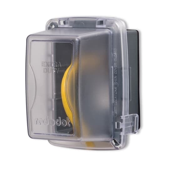 Single Gang While-In-Use Universal Large Cover, 4-3/4 Inch Internal Depth, Clear, Non-Metallic, For use with Duplex, GFI, Switch and Single Receptacles