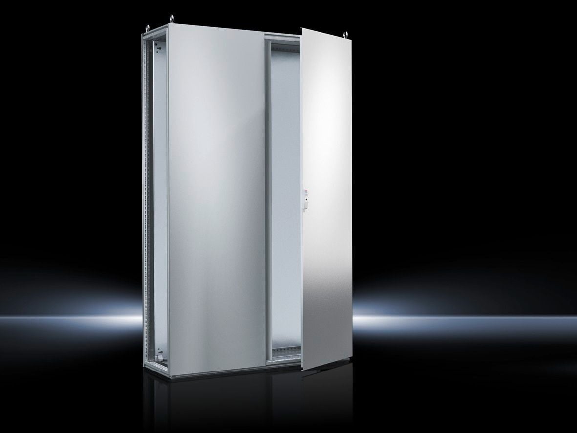 TS Bayed enclosure system, WHD: 1200x2200x600 mm, carbon steel, with mounting plate, two doors at the front