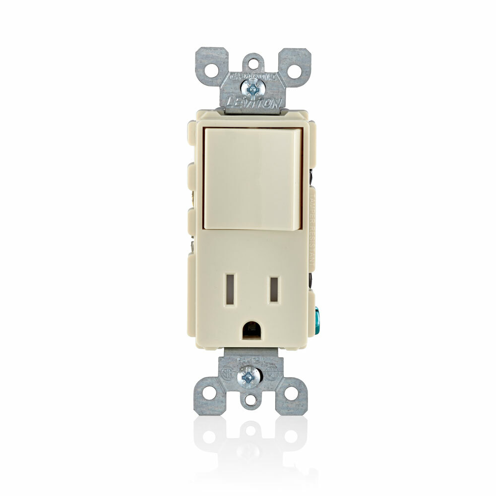 Tamper-Resistant Rocker NEMA Combination Decora Switch And Receptacle, Light Almond