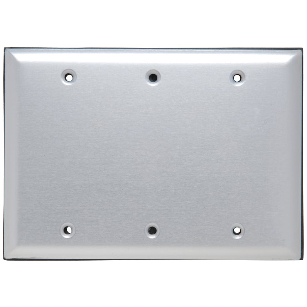 Weatherproof 3 Gang Blank Aluminum Cover With Gasket and, Screws, Brushed Aluminum