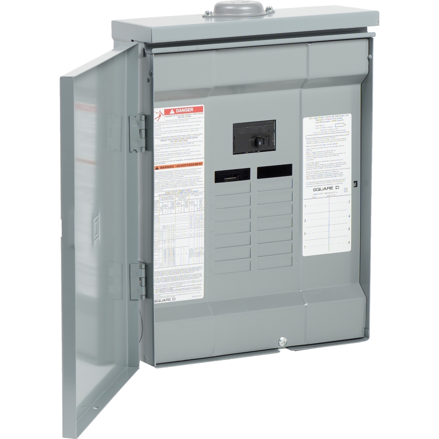 Loadcentre, QO, 1 phase, 8 spaces, 16 circuits, 60A main breaker, NEMA3R, CSA