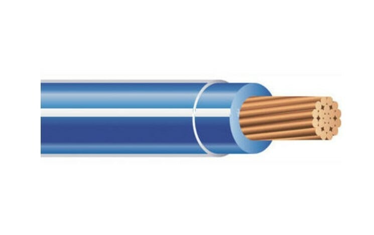THHN Wire, 14 AWG, Blue/White, Stranded, Copper Conductor, 500 Foot Reel