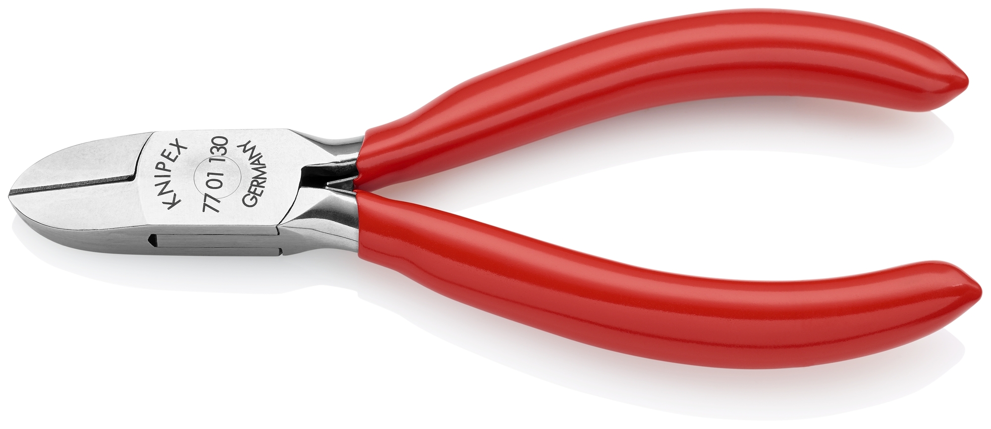 Electronics Diagonal Cutters, 5 1/4 in., Plastic coating, Polished, Semi-flush with Bevel Cut, Oval Head, Up to 1/32 in. Hard Wire
