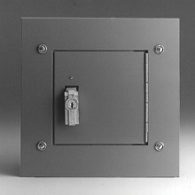 utility enclosures, 24" height, 6" length, 12" width, NEMA 1, Hinged cover, TCF cabinet, Flush mounted, Medium single door, Thru holes, Carbon steel
