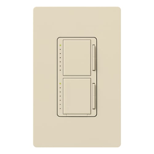 Maestro Dual Incandescent/Halogen Dimmer, Single-pole, 120V/300W each dimmer in light almond