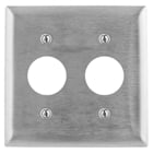 Hubbell Wiring Device Kellems, Wallplates and Boxes, Metallic Plates, 2-Gang, 2) 1.40" Opening, Standard Size, Stainless Steel