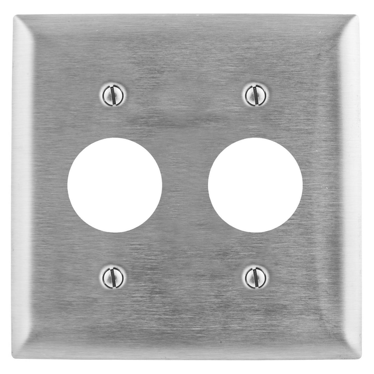 Wallplates and Boxes, Metallic Plates, 2- Gang, 1) 1.40" Opening, Standard Size, Stainless Steel