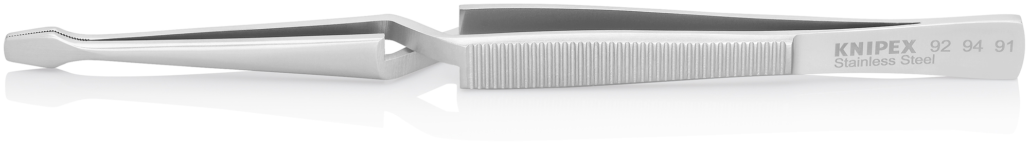 Stainless Steel Gripping Cross-Over Tweezers-Blunt Tips, 6 1/4 in., 1.30 mm TT, 4.50 mm TW