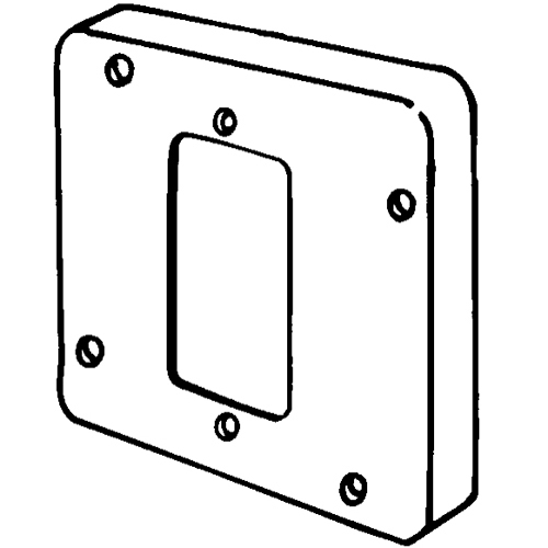 Features:Configuration One GFCI Device, Standard:UL E18095, Material:Steel, Shape:Square, Size:4.6875 X 4.6875 X 0.5IN, Cubic Capacity:10CI