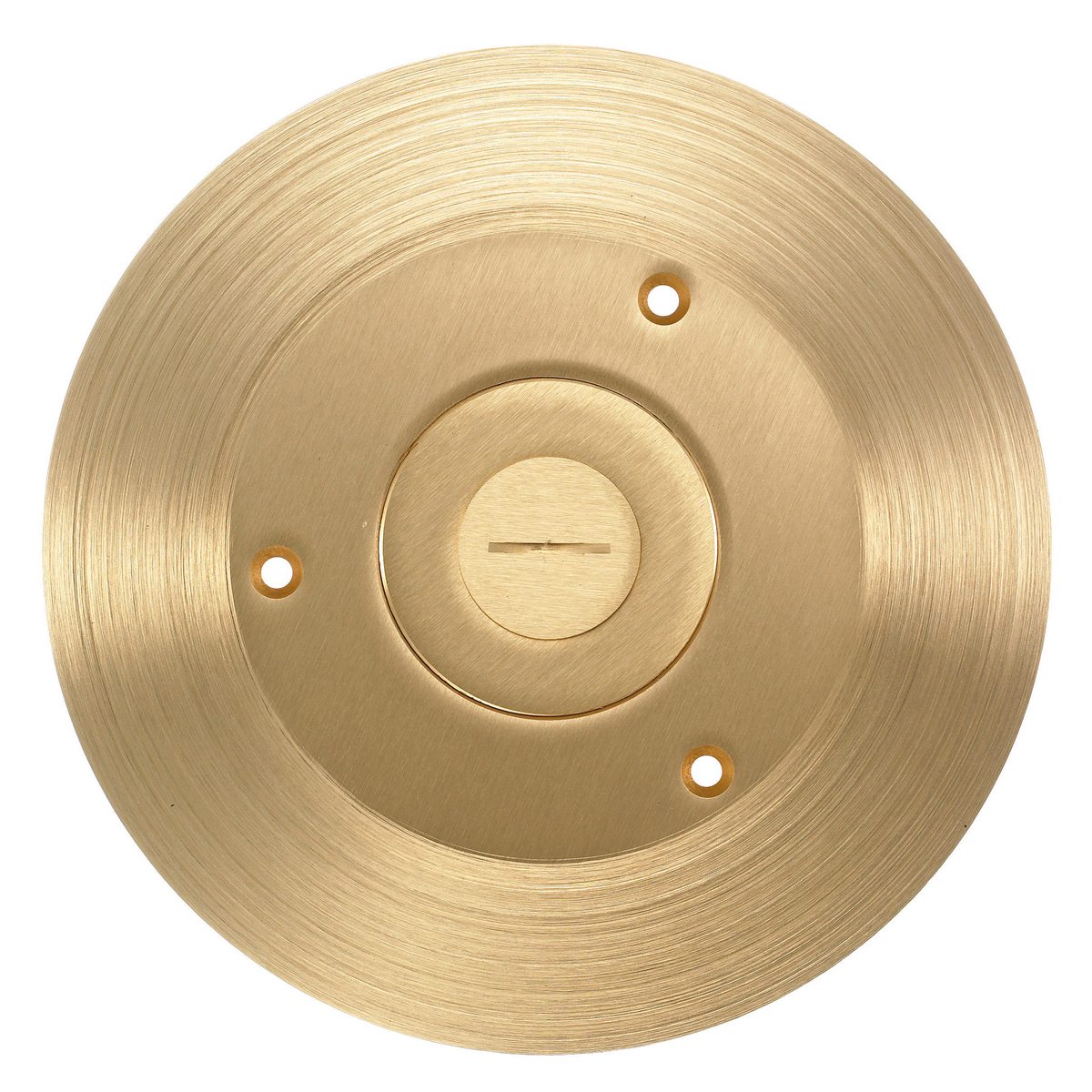 Flush Concrete Floor Box Series, 1-Gang One Piece Cover/Carpet Flange, Round, Combination 2-1/8"X 3/4" Threaded Opening, Brass