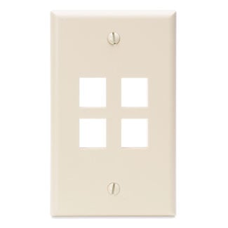 QuickPort Wallplate, Single Gang, 4-Port, Light Almond