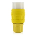 20A-125/250V, NEMA L14-20, 3P, 4W, Industrial Grade, Grounding, Wetguard, Locking Connector for Single Inlet, Yellow