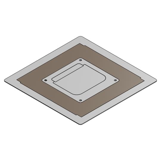 Cover for Ultra-Shallow Recessed Service Floor Box, 11.63 Inches Square, .125 Inch Flange, Brown, Die Cast Zinc