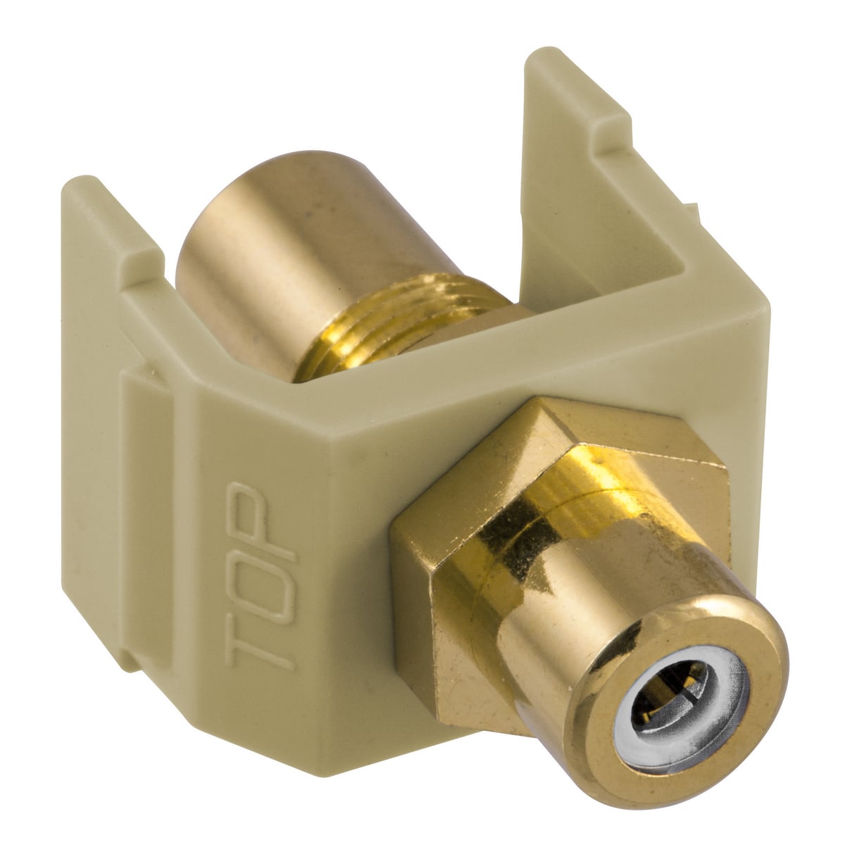 Snap-Fit, Audio/Video Connector, RCA Gold Pass-thru, F/F Coupler, White/Electric Ivory