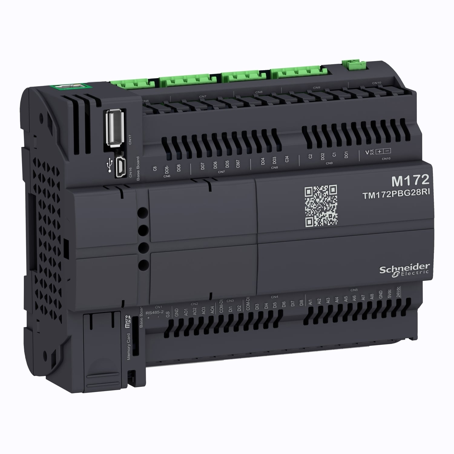 Controller, Modicon M171/M172/M173, performance, blind, 28 IO, Ethernet, isolated