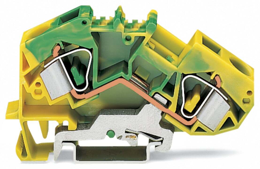 2-conductor ground terminal block; 16 mm; center marking; for DIN-rail 35 x 15 and 35 x 7.5; CAGE CLAMP; 16,00 mm; green-yellow